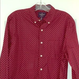 Maroon Polka Dot Button Down